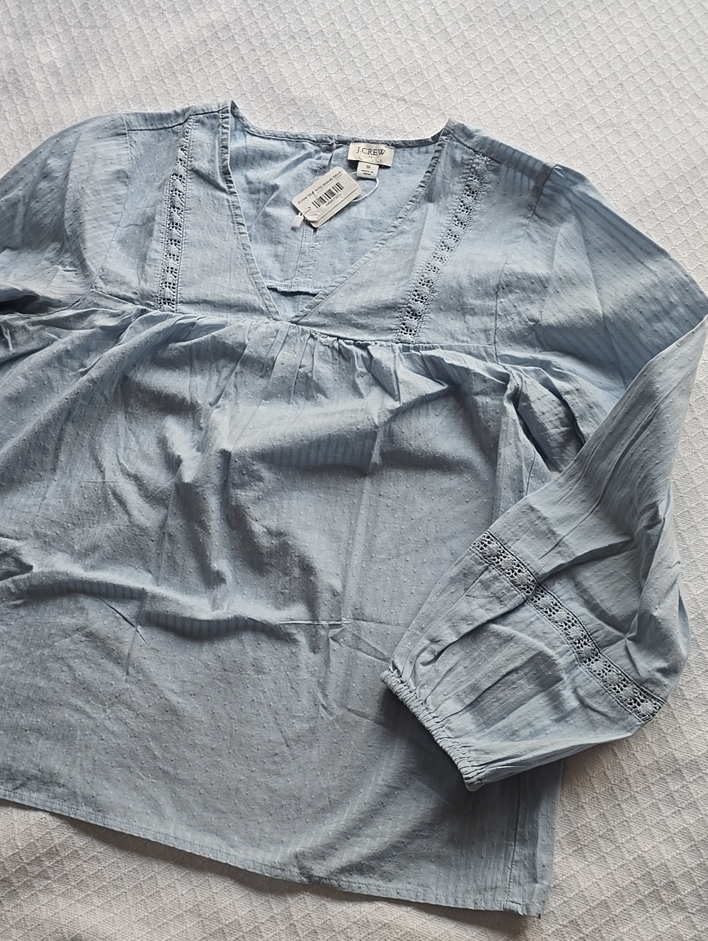 J.Crew Blue Peasant Blouse 100% Cotton Size S